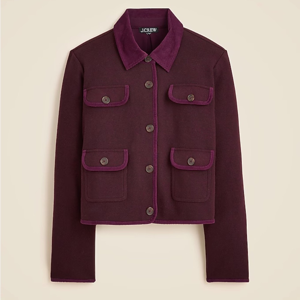J. Crew Women's Oxblood Knit Jacket with Wool Blend